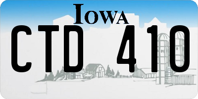 IA license plate CTD410