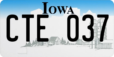 IA license plate CTE037