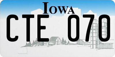 IA license plate CTE070