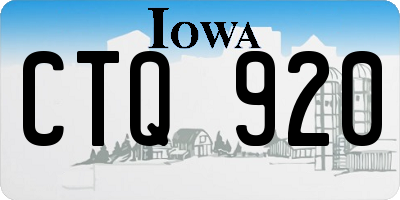 IA license plate CTQ920