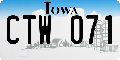 IA license plate CTW071