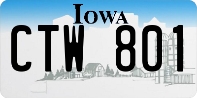 IA license plate CTW801