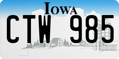 IA license plate CTW985