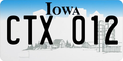 IA license plate CTX012