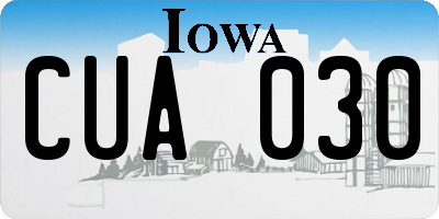 IA license plate CUA030