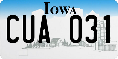 IA license plate CUA031