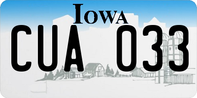 IA license plate CUA033