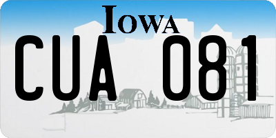 IA license plate CUA081