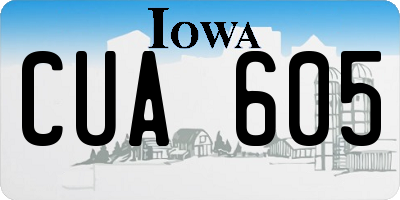 IA license plate CUA605