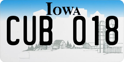 IA license plate CUB018