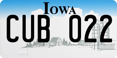 IA license plate CUB022