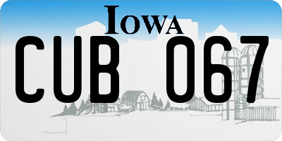 IA license plate CUB067