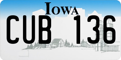 IA license plate CUB136