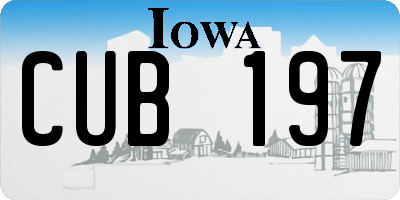 IA license plate CUB197