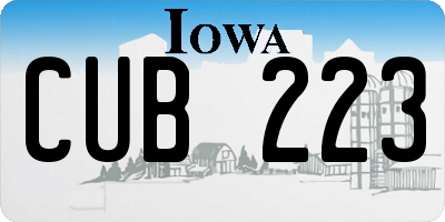 IA license plate CUB223