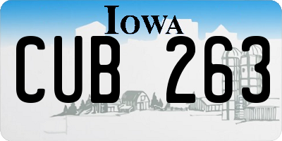 IA license plate CUB263