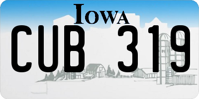 IA license plate CUB319