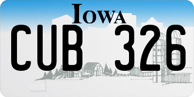 IA license plate CUB326
