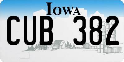IA license plate CUB382