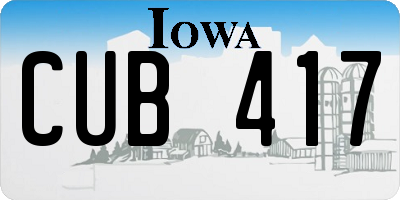 IA license plate CUB417