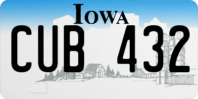 IA license plate CUB432
