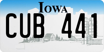 IA license plate CUB441