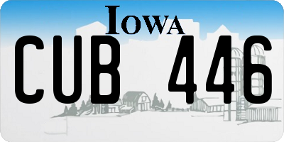 IA license plate CUB446