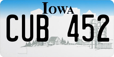 IA license plate CUB452
