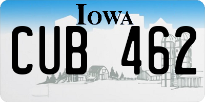 IA license plate CUB462