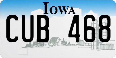 IA license plate CUB468