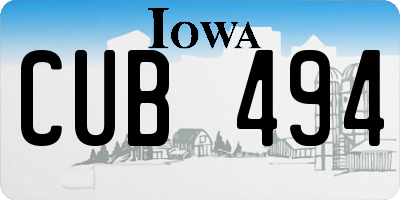 IA license plate CUB494