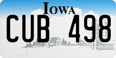 IA license plate CUB498