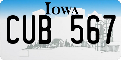 IA license plate CUB567