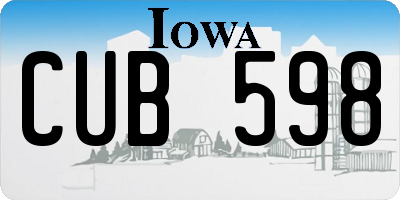 IA license plate CUB598