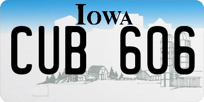 IA license plate CUB606