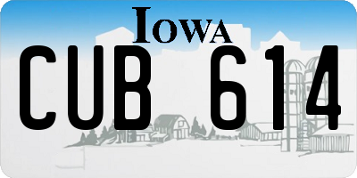 IA license plate CUB614