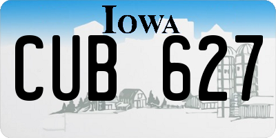 IA license plate CUB627