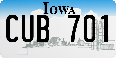 IA license plate CUB701