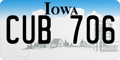 IA license plate CUB706