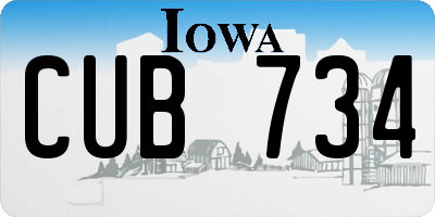 IA license plate CUB734