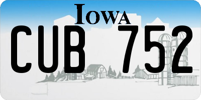 IA license plate CUB752