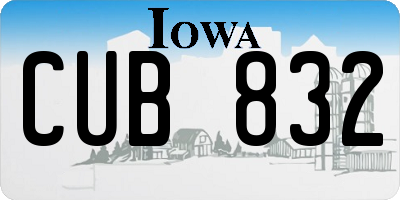IA license plate CUB832