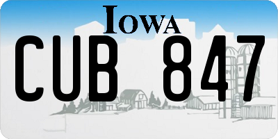 IA license plate CUB847