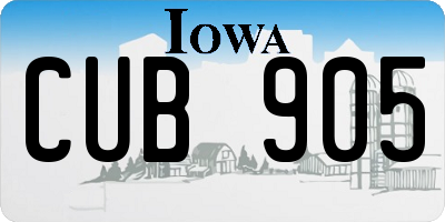 IA license plate CUB905