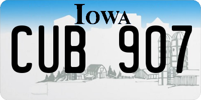 IA license plate CUB907