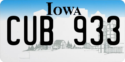 IA license plate CUB933