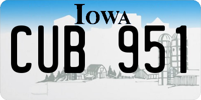 IA license plate CUB951