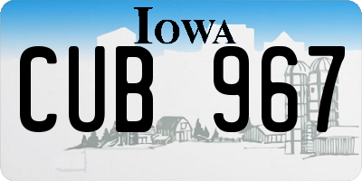 IA license plate CUB967