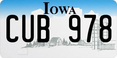 IA license plate CUB978