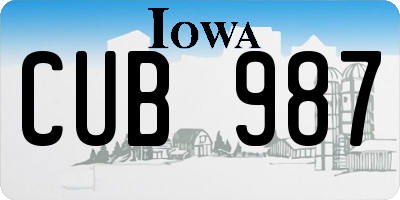 IA license plate CUB987
